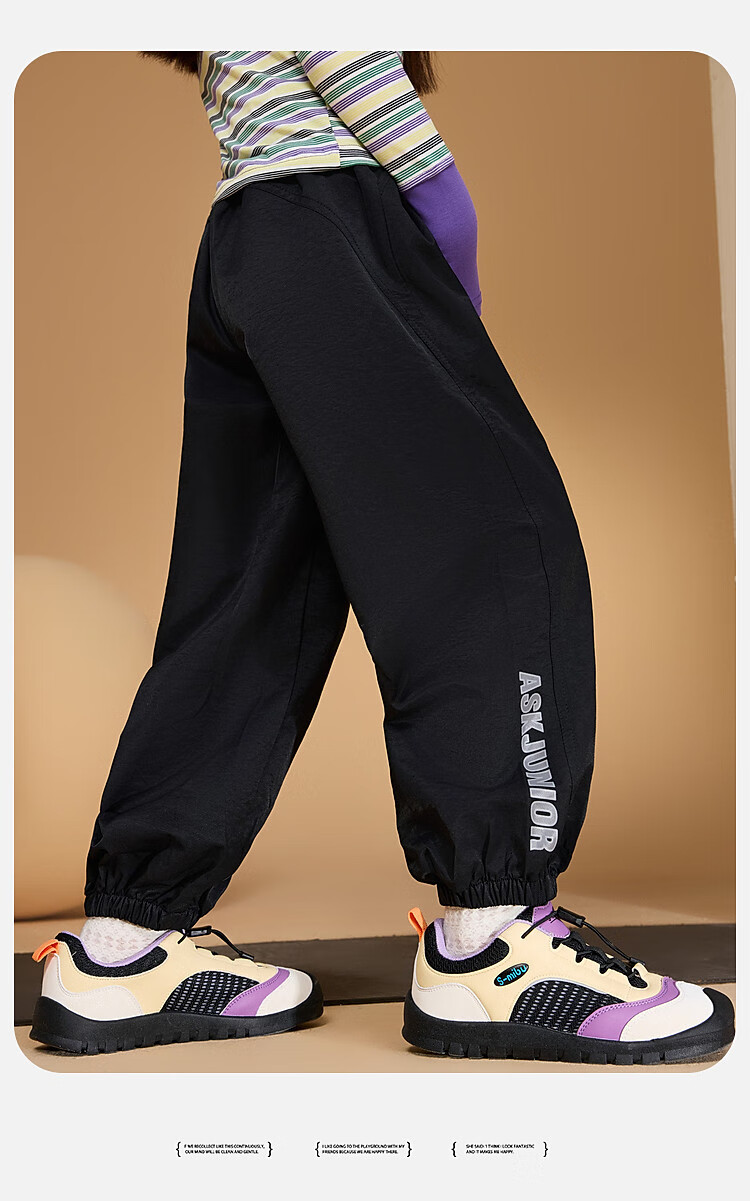 ASK JUNIOR Children's Clothing Girls' Youth Autumn Sports Pants Jogger Running Casual Trousers Black 110 38