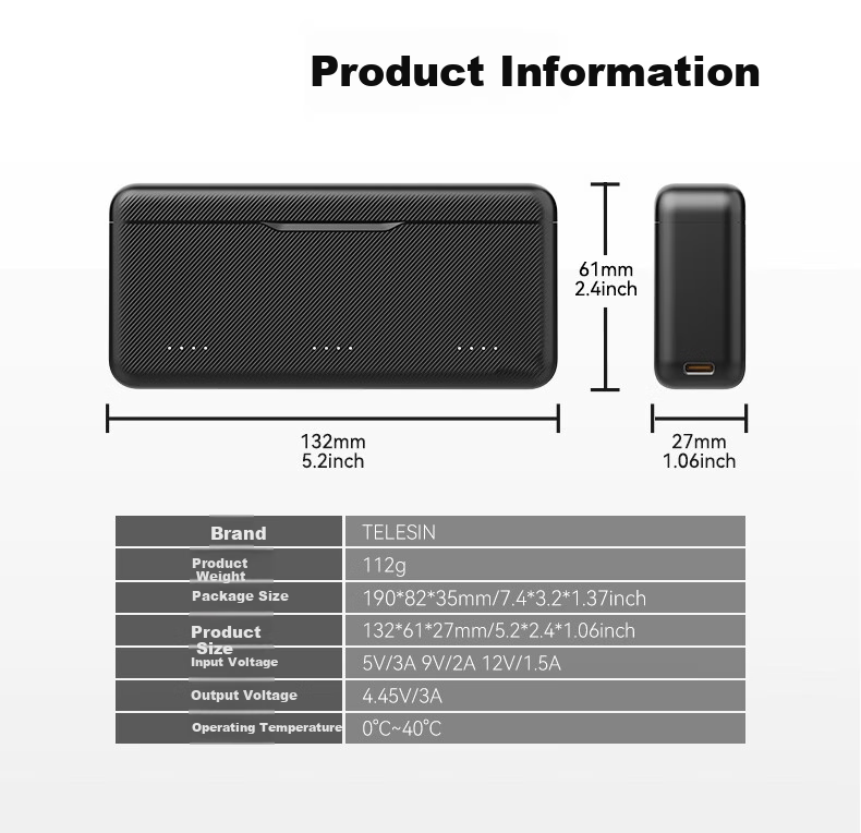 TELESIN Compatible Battery Charging Case for DJI Action 5 Pro/6, Osmo Action 360 Charger, Battery Storage Box with Simultaneous Three Charging Ports, Card Storage Compartment 9