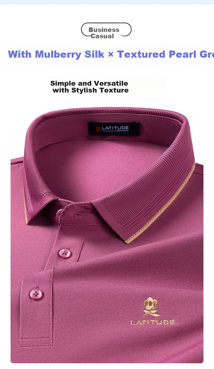 MONTAGUT Short-Sleeve Polo Shirt for Men, Summer 5A Antibacterial with Mulberry Silk, Breathable Square Collar Casual T-Shirt, White, M 1