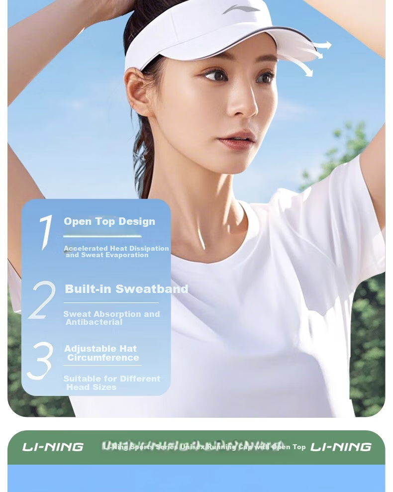 Li-Ning Visor Cap for Men And Women, Summer Sun Hat, Outdoor Hiking UV Protection Cap, Marathon Running Tennis Cap, Lightweight Sun Hat 6