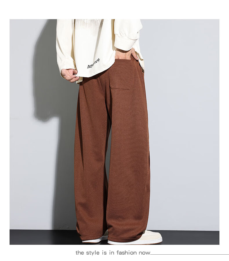 Top Youth Men's Casual Pants Autumn Winter Loose Knit Sweatpants Plus Size Straight Leg Sports Pants Black XL 9