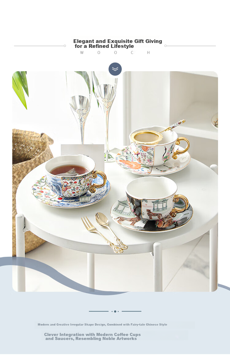 WOOCH [Mid-Autumn Festival Gift] Coffee Cup And Saucer Set, Wedding Gift Box Set, Couples Water Cups, Housewarming Gift 6