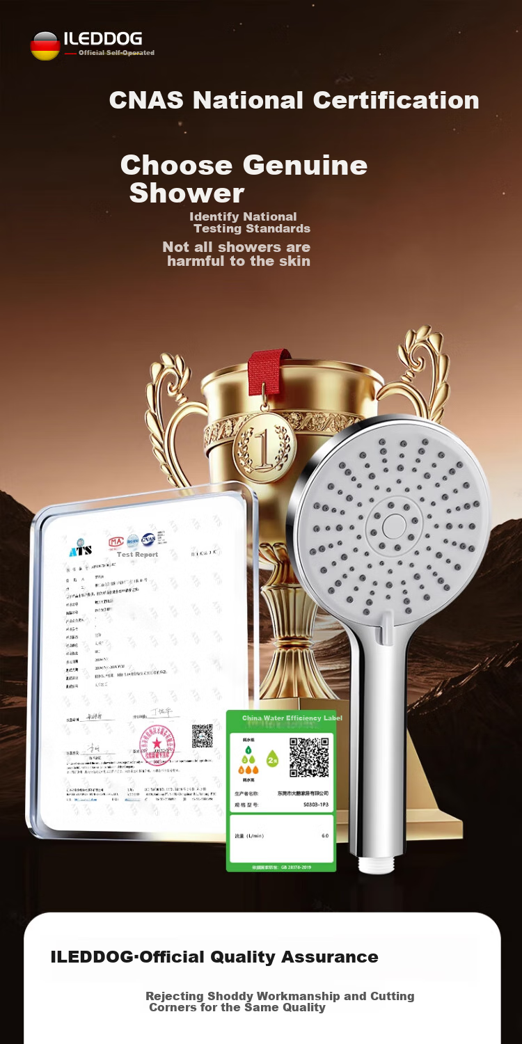ILeddog [Germany] Large Panel Three-Mode Powerful Pressure-Boosting Shower Head Bathroom Handheld Shower Set HL-005 3