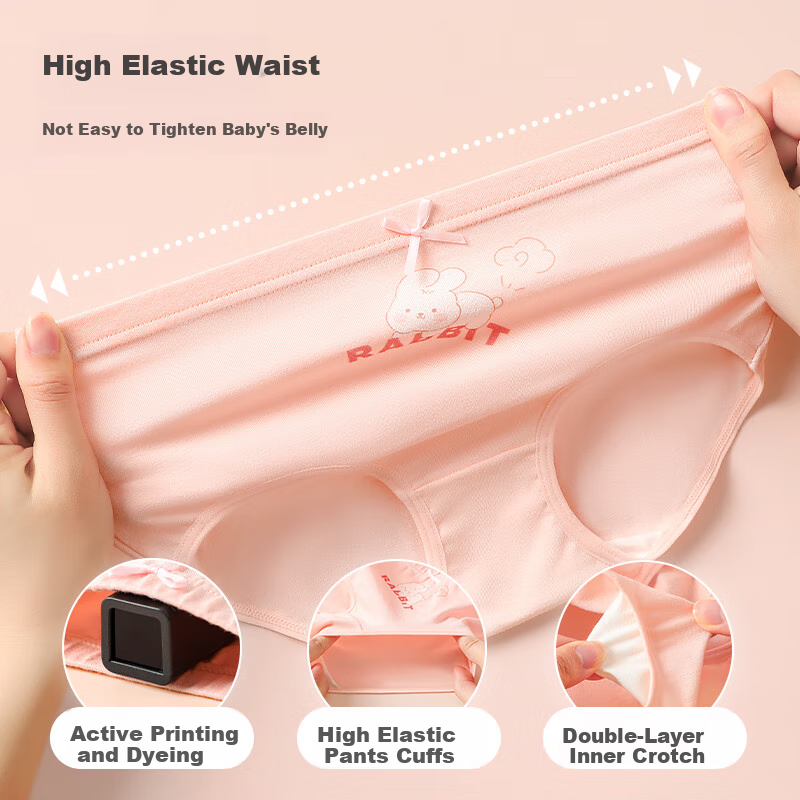 Bingxuemumian Children's Underwear, Girls' Pure Cotton Class A Triangle Panties, 10A Antibacterial Breathable, for Toddlers And Older Children in Puberty, Weekly Shorts