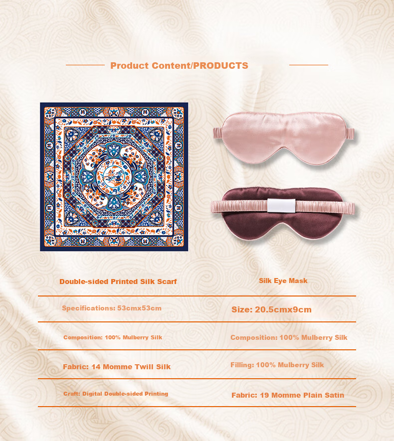 SANGBO Double-Sided Silk Scarf Eye Mask Gift Box for Women, Birthday Present for Leaders, Mothers, Elders, Girlfriends, Classical Carriage Desig 2