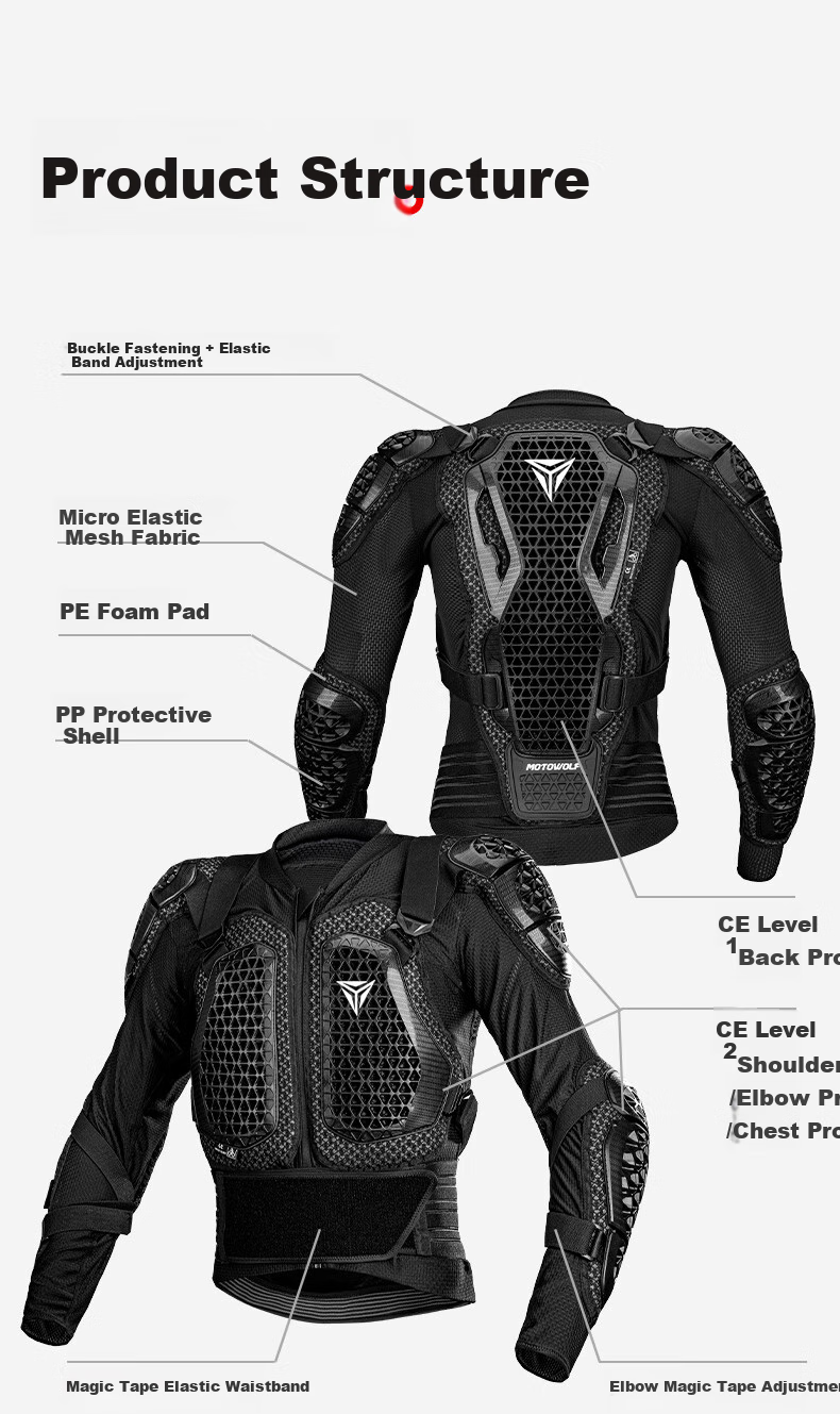 MOTOWOLF Motorcycle Anti-Fall And Anti-Collision Armor Set, Off-Road Motorcycle Riding Armor, Chest And Back Protection, Complete Protective Gear Equipment 3