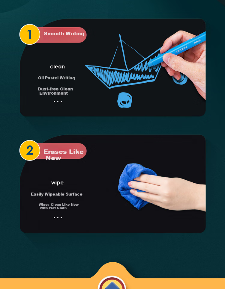 Deli 90*120cm Home Soft Iron Magnetic Whiteboard Sticker, Erasable Writing Board Drawing Board/blackboard Doodle Wall Sticker, Parent-Child Children's Small Blackboard Sticker with Adhesive Backing 50002 10