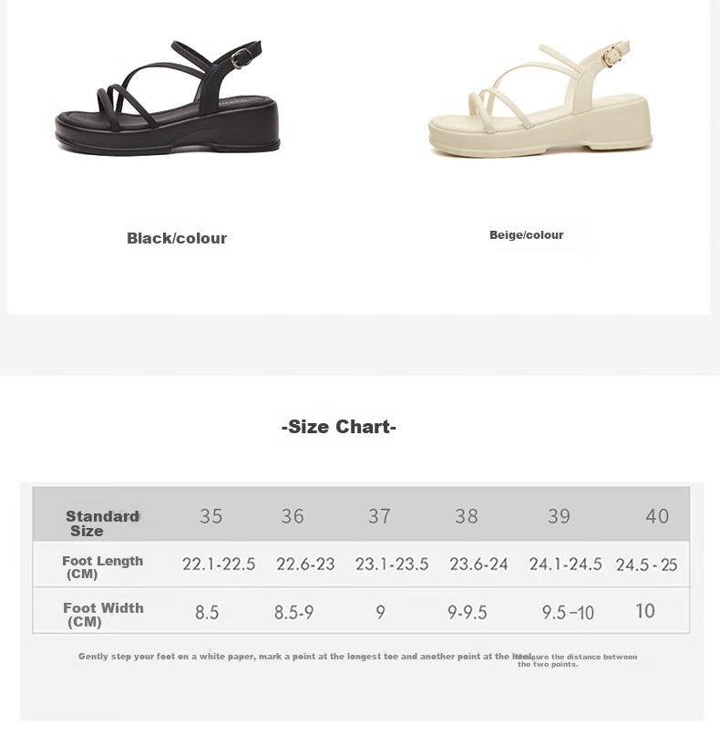 DAPHNE Fairy-Style Platform Sandals for Women, Wedge Beach Shoes with Ankle Strap Roman Sandals 4623303090 Black Size 36 2