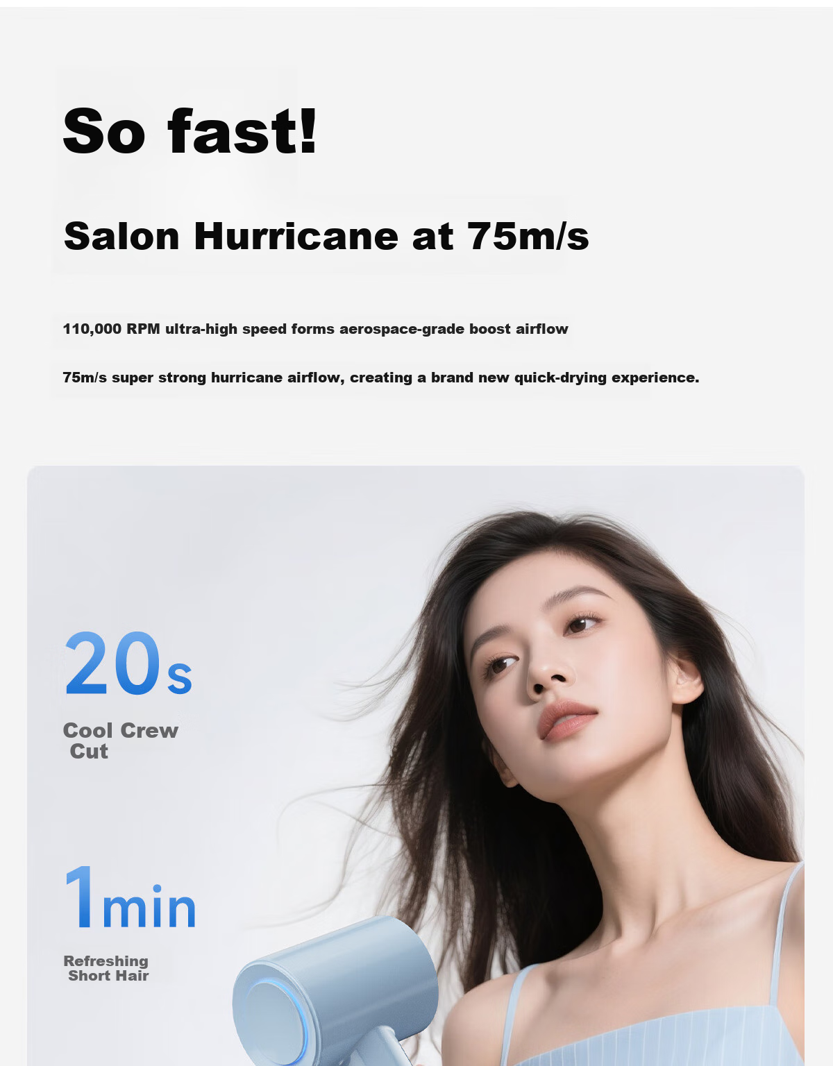 POVOS [Mid-Autumn Festival Gift] P7 High-Speed Hair Dryer for Home And Student Dormitory, Negative Ion, High Power, Quick-Drying, Low Noise PH7001 Sea Salt Blue, Gift for Girlfriend Or Wife 1