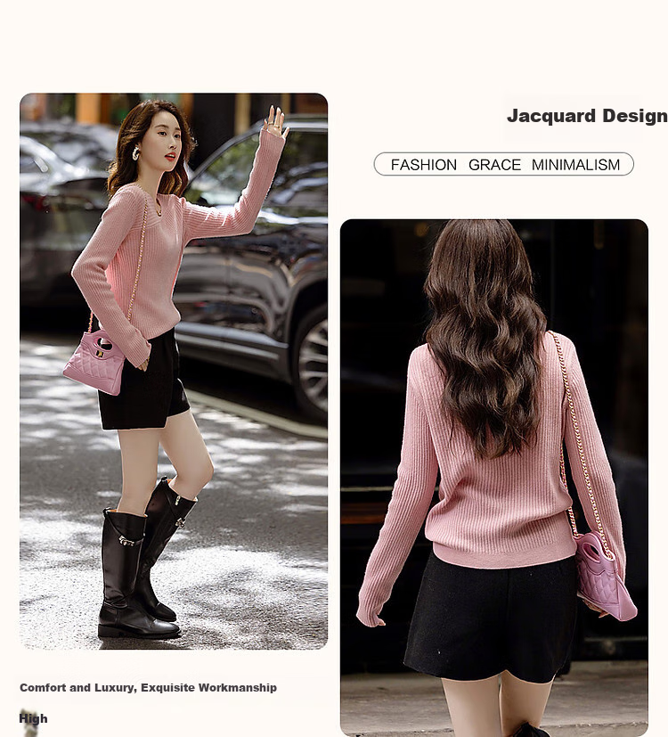 Dme [Light Oxygen 100% Wool] Autumn And Winter Warm Gentle Skin-Friendly Sweater, Hollow Jacquard Knit Top for Wome 3