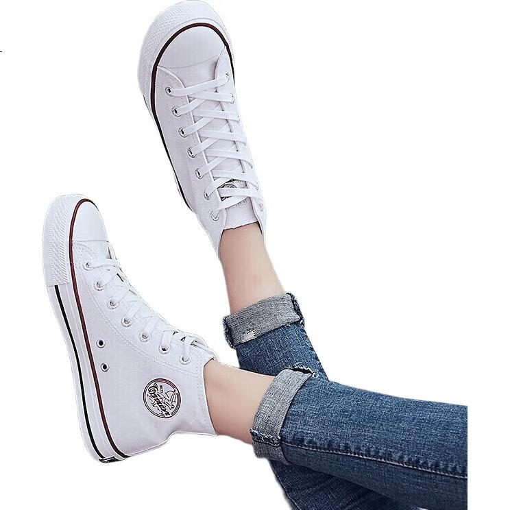 Кроссовки Warrior High-Top Canvas Shoes, унисекс, повседневные, дышащие, с резиновой подошвой, мужские/женские, студенческие, WXY473, белые, размер 36