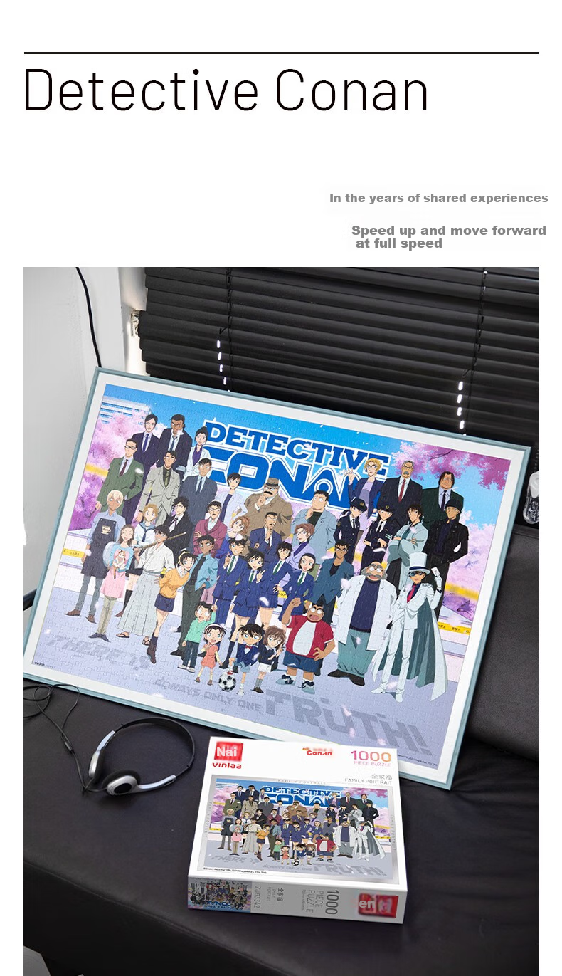 VINLAA Detective Conan Name Explorer Puzzle, 1000 Pieces, Adult Stress Relief, Anime Art Wall Hanging 1