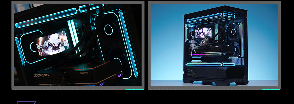 ThundeRobot Black Knight Genesis Gaming Computer Tower Case with Seaside White Color, ATX Motherboard, 270 Panoramic View, 6.2-Inch Screen, Three-Sided Quick Release, Compatible with 360mm Water Cooling, 9 Fan Positions 10