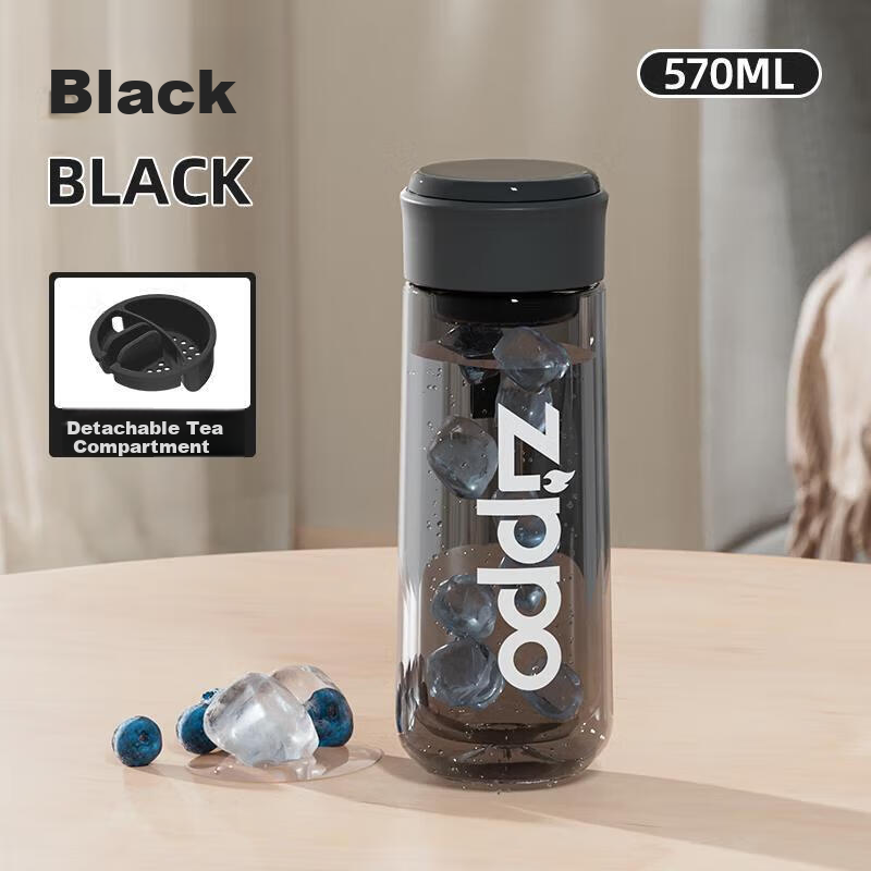 Бутылка для воды ZIPPO Sports, большая емкость, стильная, ударопрочная пластиковая чашка для мужчин и женщин, студентов, фитнеса на открытом воздухе, 570 мл, черный