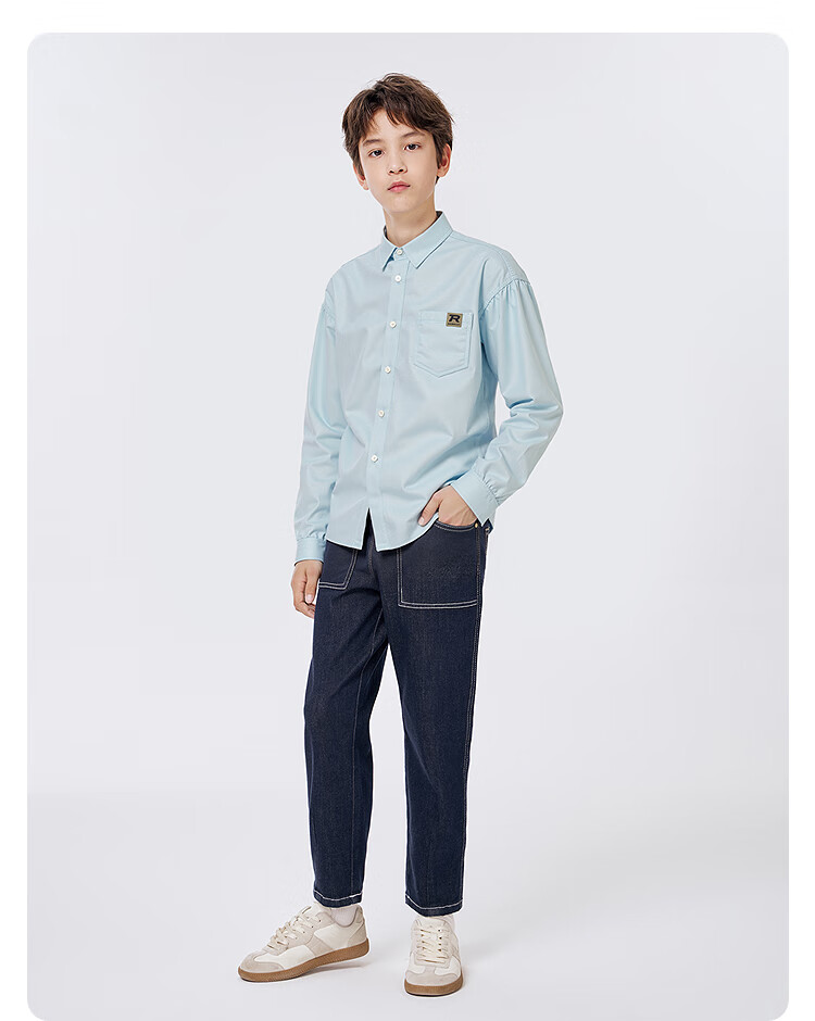 BALABALA Children's Long-Sleeve Shirt, Parent-Child Outfit, Autumn 2025, All-Cotton Brushed Fabric, Loose-Fitting, Skin-Friendly, 208325102202 16