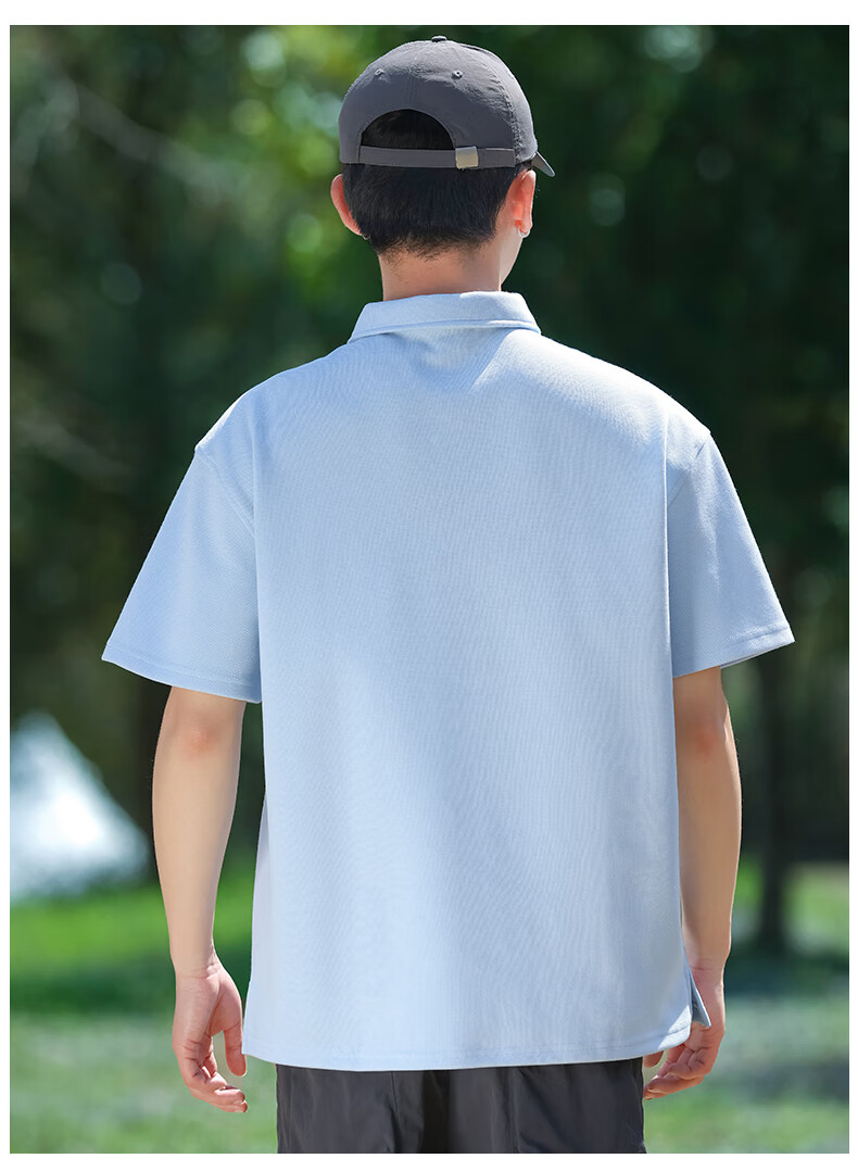 EASTERN CAMEL Short-Sleeve Polo Shirt for Men, Summer Heavyweight Breathable Solid Color Sports Collared Outdoor T-Shirt Top, Black, XL 13