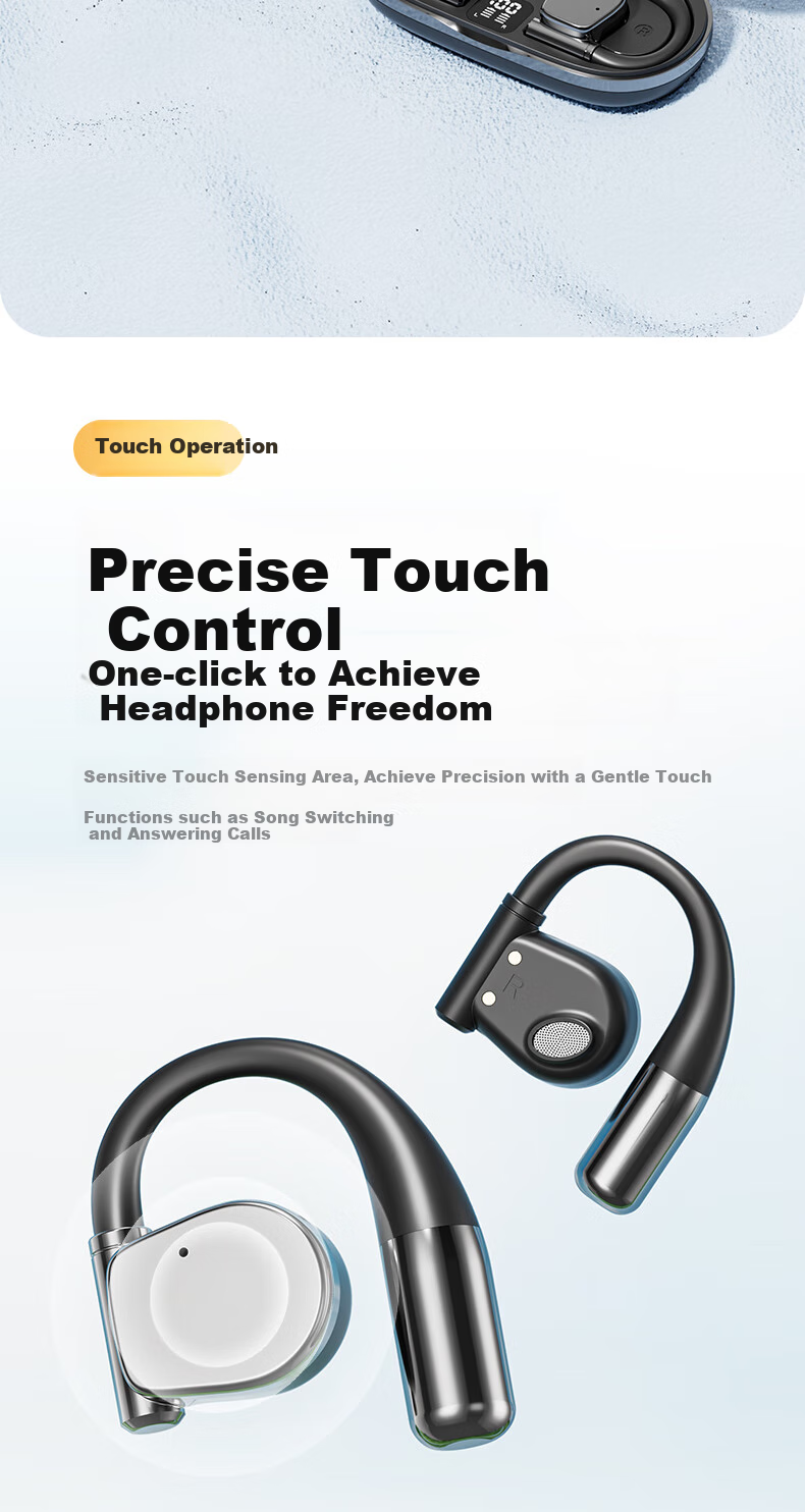 CLAISON Bluetooth Headphones, Ear-Hook Bone Conduction Concept, Non-In Open-Style Wireless Sports Running Cycling Gaming Ear-Clip Headphones, Suitable for Apple Huawei M111 - Off-White 16
