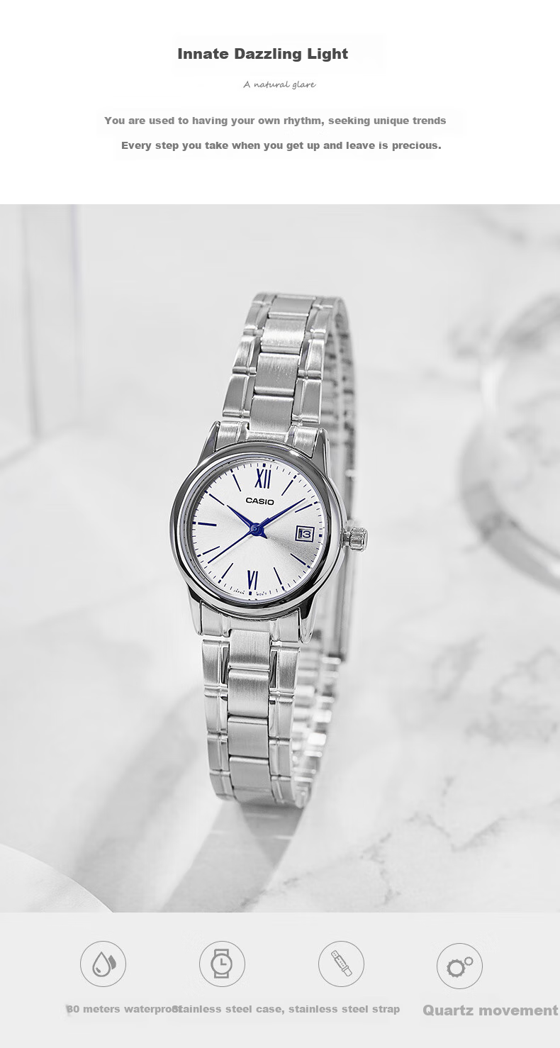 CASIO Women's Watch, Simple Quartz Waterproof Design for Students' Exams [Valentine's Day Gift], LTP-V002D 1