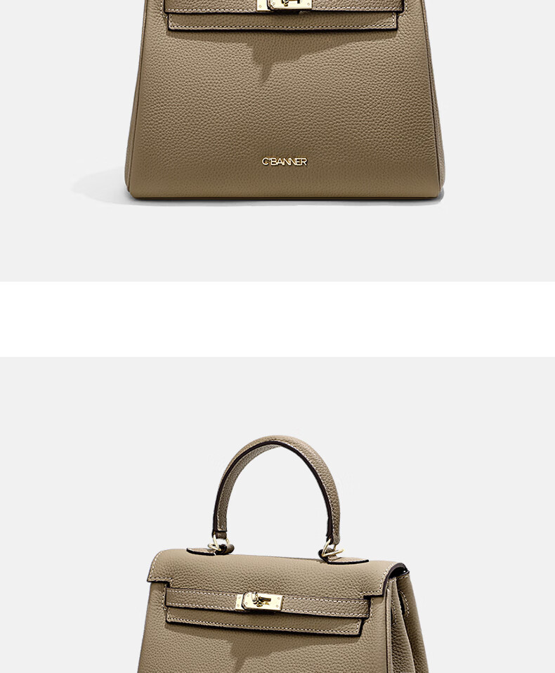 C.BANNER Top-Grain Leather Handbag, Kelly Bag, Tote Bag, Shoulder Bag, Crossbody Bag, Brand Birthday Gift for Girlfriend on May 20 3