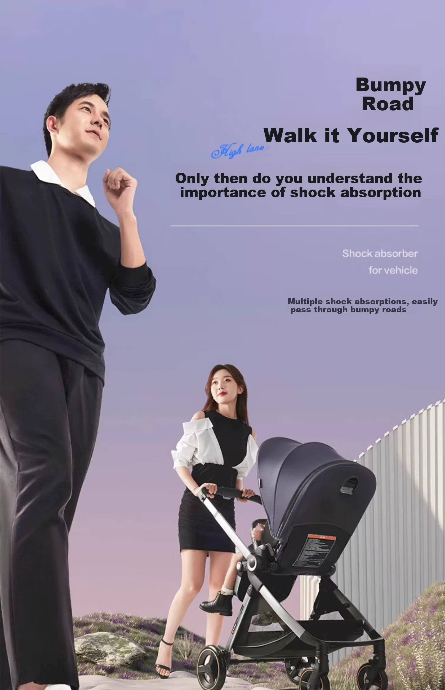 Elittile Stroller, Reversible, Lightweight, High-View, Can Sit Or Lie Down, Baby Walking Aid, EMU Luoyingrou 11