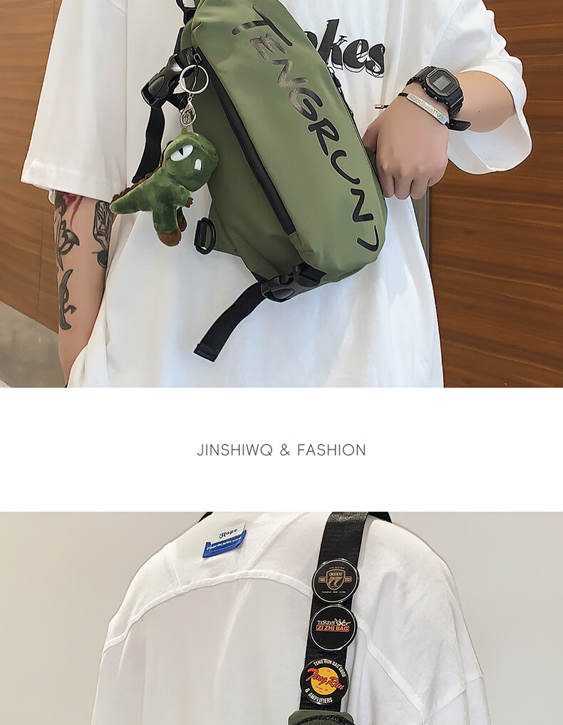 JINSHIWQ Men's Crossbody Bag Outdoor Sports Shoulder Bag Trendy Versatile Women's Small Backpack Simple Casual Large Capacity Waist Bag 7