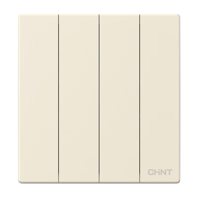CHNT Switch Socket No-Paint Cream Style Large Panel Concealed Socket Panel X1M Four-Gang Double Control Cheese Yellow
