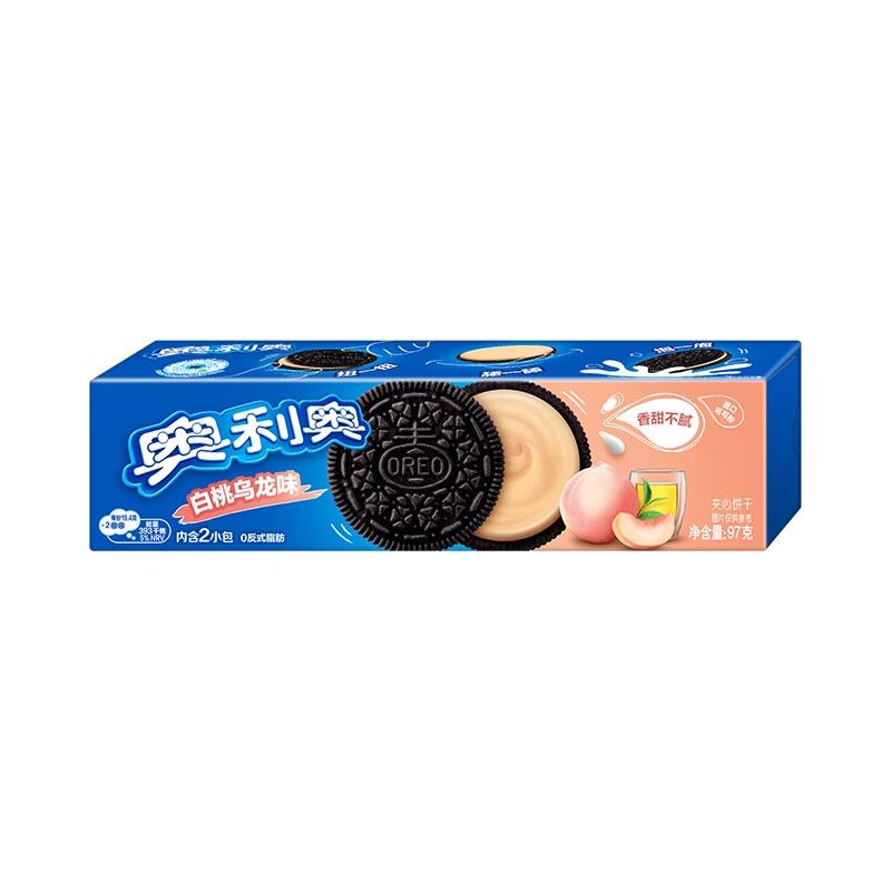 奥利奥（Oreo）夹心饼干白桃乌龙味97g 网红“桃”气零食 休闲零食 早餐下午茶 