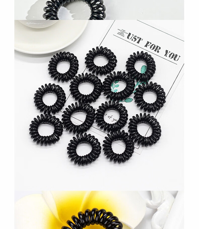 Jiaoxuefei Telephone Line Hair Ties, Small Size, 20 Pieces, Black, Elastic Hair Bands, High Elasticity Hair Ties And Bands 2