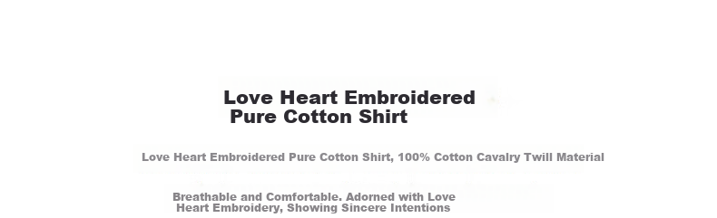 Chuyua Heart Embroidery Shirt Women 2025 Autumn New Simple Versatile Solid Color Pure Cotton Blouse White S 5