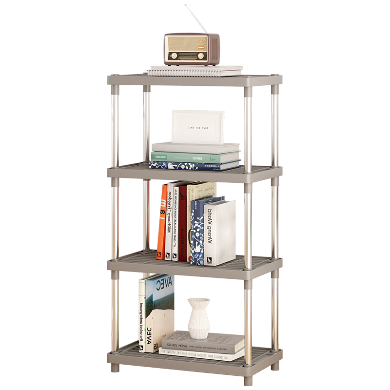 WOJIA Floor Storage Rack, Multi-Tier Organizer Shelf for Bathroom, Kitchen Cabinet, Home Use, Four Layers