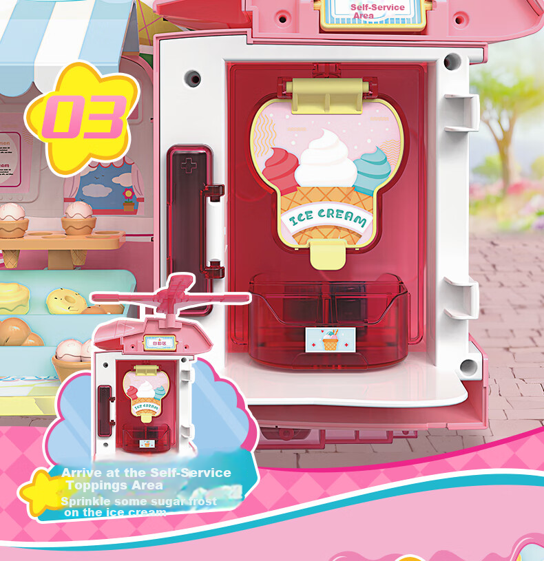 AULDEY Super Wings Little Sweetie Ice Cream Shop Playset, Pretend Play, Girls' Toy, Birthday Gift, 790840 4