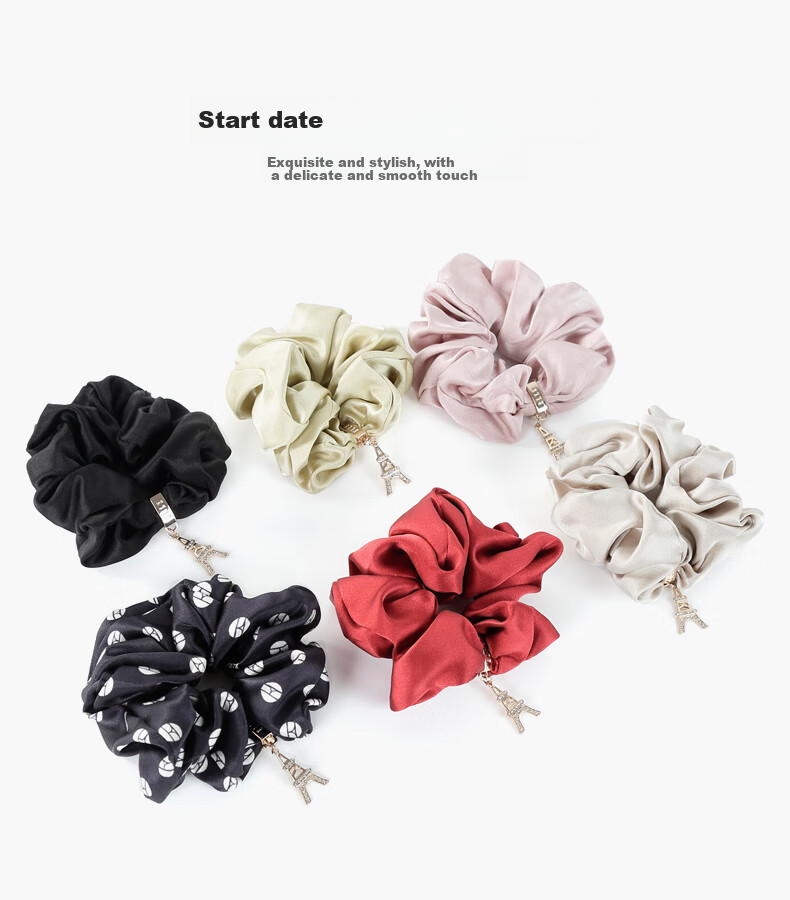 ELLE Silk Hem Hair Tie Elegant Women's Large Scrunchie Bun Hair Rope Gift 5