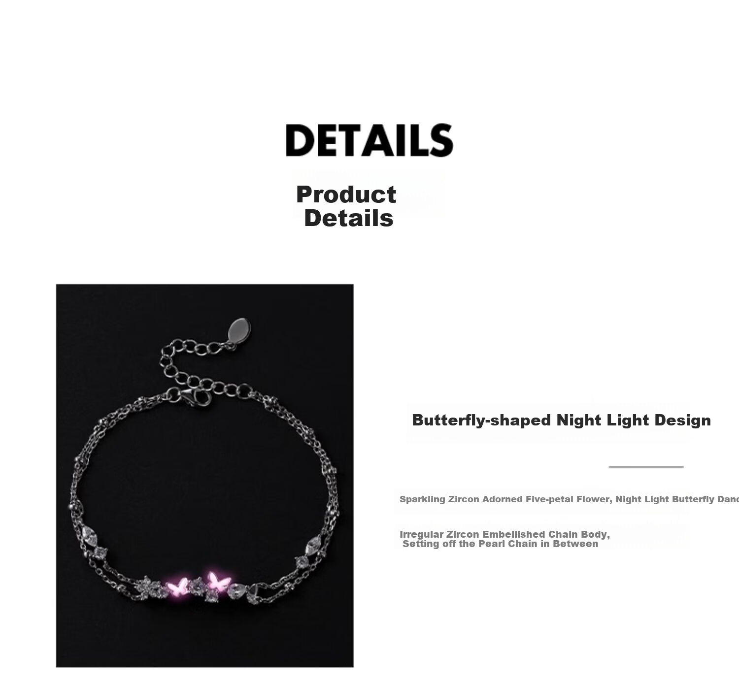 Kadiluo Luminous Butterfly 925 Silver Bracelet for Women, Niche Ins Style Elegant Birthday Gift for Girlfriend 3
