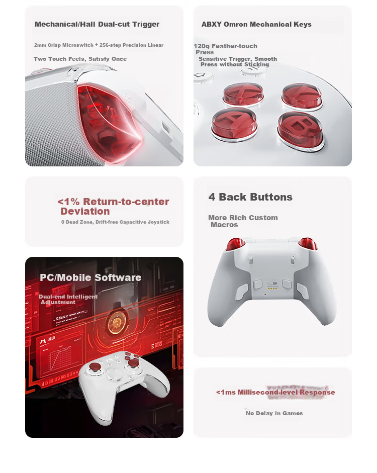MOBAPAD Tiger's Belly 2 Game Controller Wireless Controller PC Version NS2 One-Button Wake-Up Switch 2/switch Bluetooth Steam Xbox-Like Pokemon Black 3