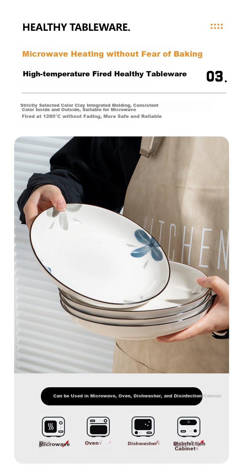 KANGQIN Underglaze Color High-Quality Tableware Set, Housewarming Bowl Plate And Dish Set, Home Use, Mole 12-Person Dining Set, Upgraded Casserole Gift Box 6