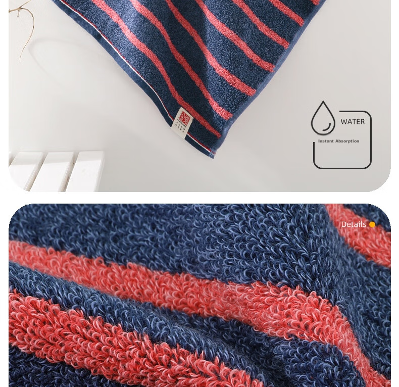KING SHORE Small Cotton Towel, Pure Cotton Large Handkerchief for Face Washing And Hand Drying, Adult Class A All-Cotton Sports Striped Face Towel, Pack of 2 10