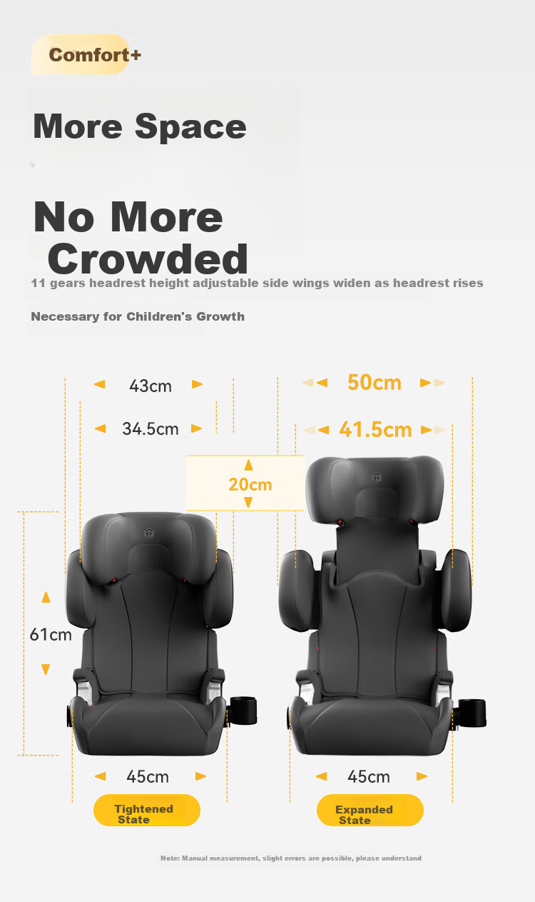 JD Original Child Safety Car Seat for Ages 3-12, Height-Increasing Pad, I-Size Simulation ADAC Growth Cabin, Mo La 5