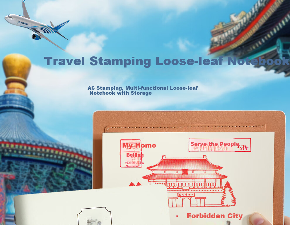 Jiaranheng Loose-Leaf Stamp Collection Notebook A6 Stamp Collection Notebook Blank Journal Notebook for Suzhou Nanjing Museum Beijing Museum Forbidden City Chongqing Tourism Check-In Points Red 1