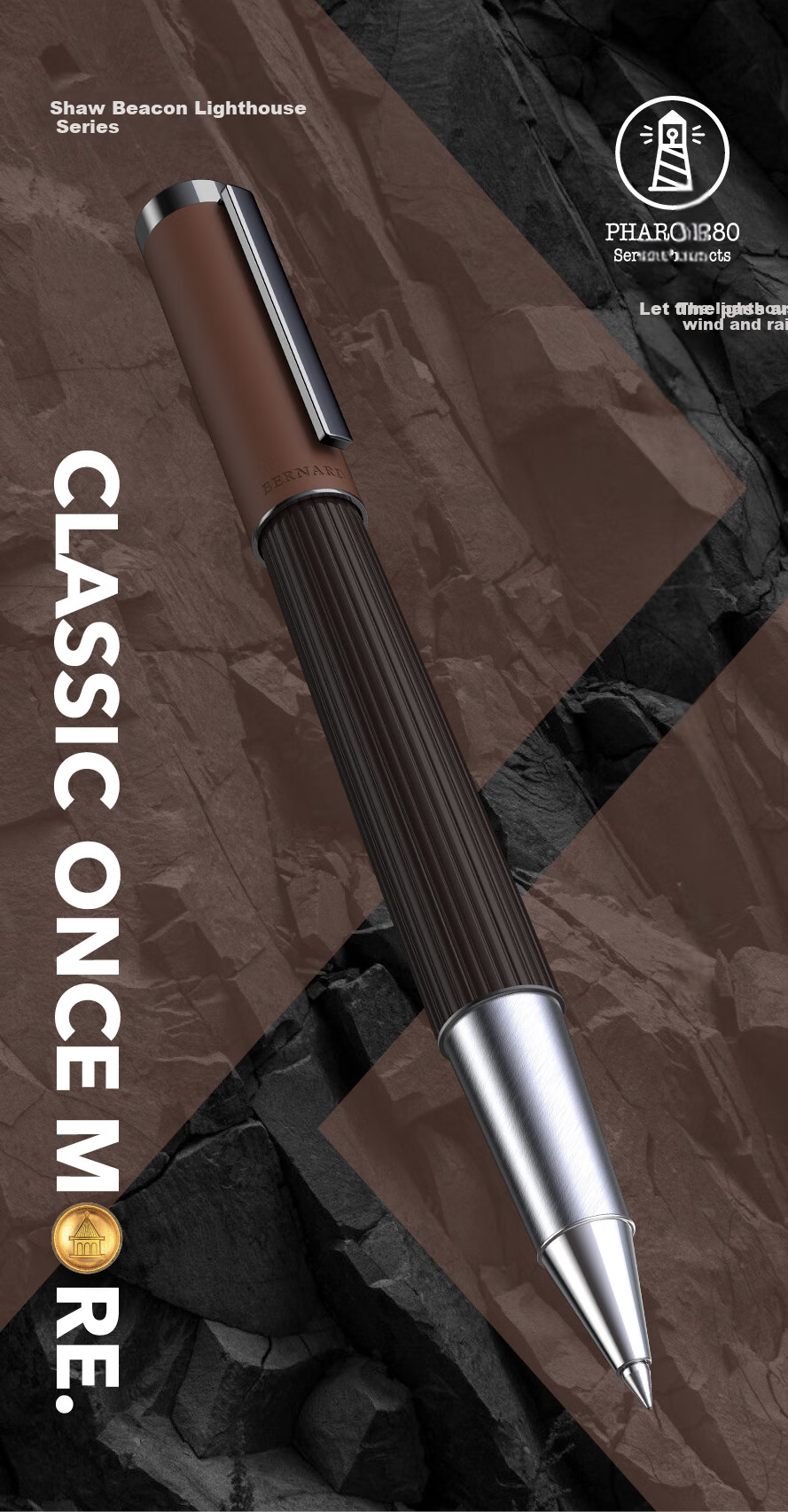 Bernard Shaw [Graduation Gift] Ballpoint Pen High-End Luxury [Lighthouse] Pine Smoke Brown Single Pen Gift Box Premium Business Office Signing Pe 1