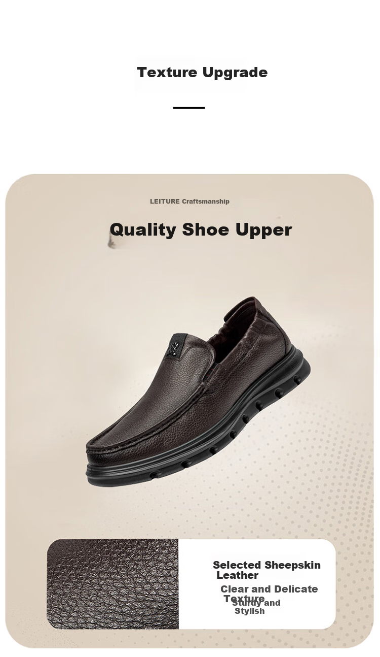 MONTAGUT Men's Shoes, 2026 Spring New Sheepskin Slip-On Casual High-End Leather Shoes for Men, Soft-Soled Comfortable Slip-On Footwear for Me 3