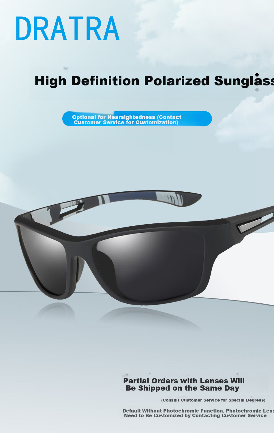 DRATRA Sunglasses for Men, High-Definition Polarized Driving Glasses, Cycling Glasses, Fishing Sunglasses, Driving Sun Protection Glasses, Father's Day Gift 1