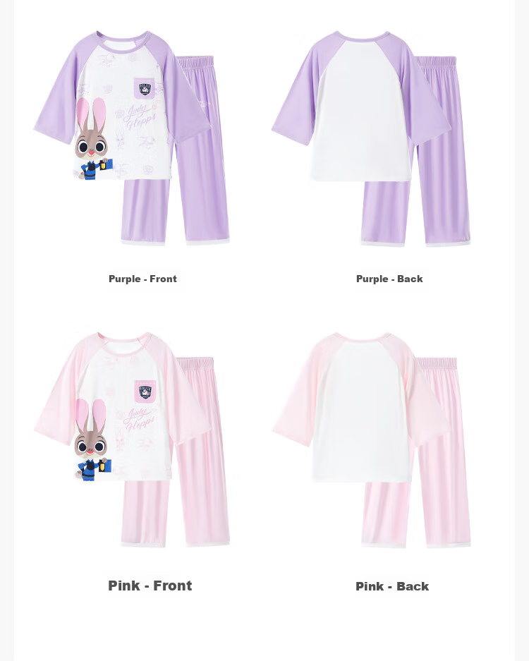 Disney Girls' Home Wear Set, Summer Judy Modal Pajama Set, Air Conditioning Wear PBZPY3205, Pink, 120 8