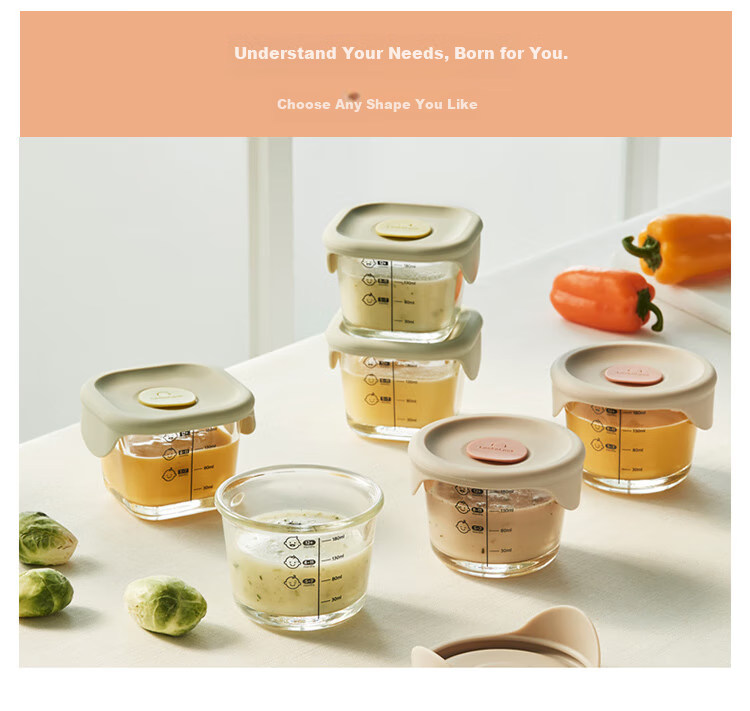 LOCK&LOCK Baby Food Container Set, Heat-Resistant Glass Baby Food Bowl, Steaming, Boiling, Freezing And Storage Container, Green, 215ML*3 3
