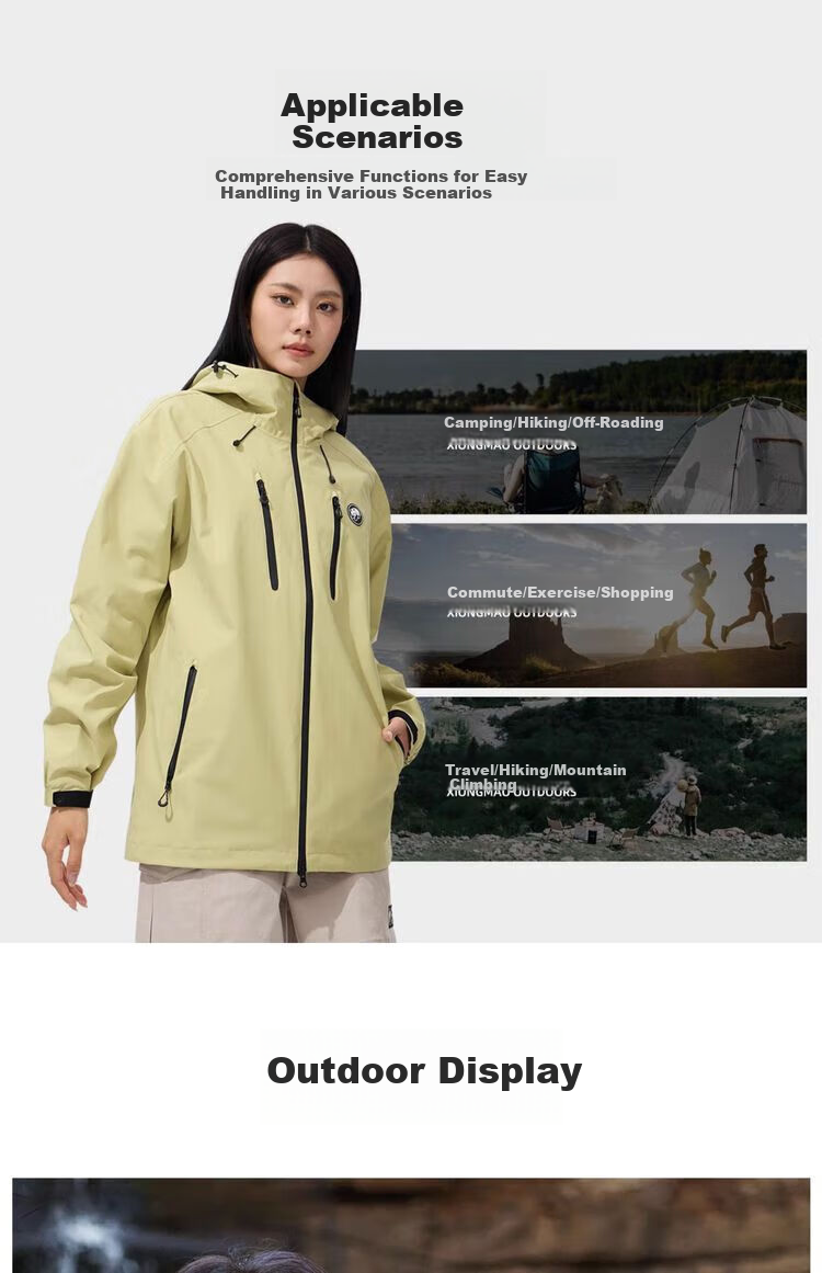 CAMEL Women's Clothing [Panda Series], Single-Layer Unisex Windbreaker, New Spring Style for Men And Women, Waterproof And Windproof Hard Shell Jacket 14