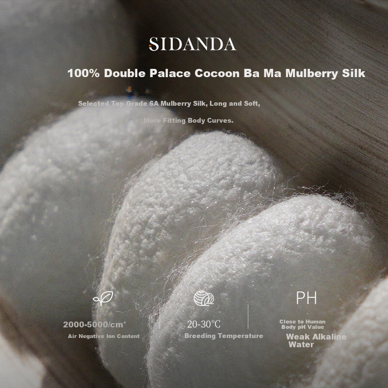 SIDANDA Silk Comforter, 6A Double Cocoon Mulberry Silk, 60-Count Pure Cotton Antibacterial Summer Quilt, 150x200cm