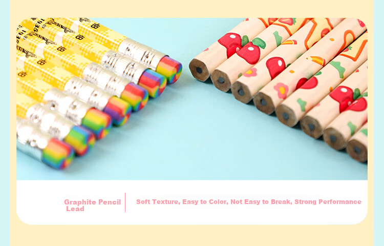 [Back to School Essential] Zhonghua Da Series Hexagonal Children's Writing Pencil, Art Drawing Student Office HB Pencil with Rainbow Eraser Tip, 6201-4 HB, 12 Pieces/box 9