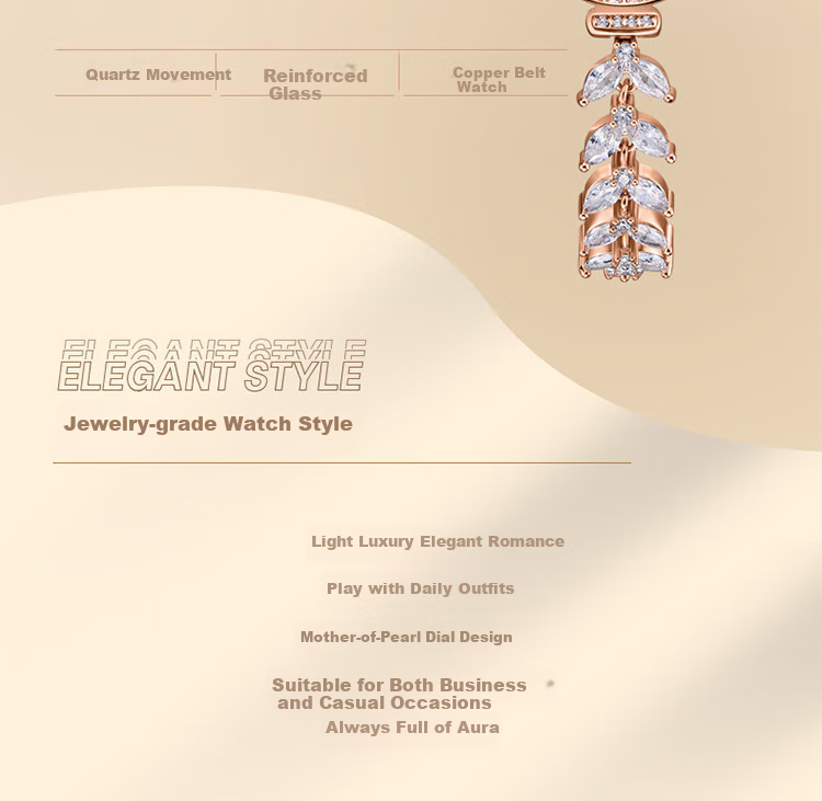 Julius Watch for Women, Mermaid Gift Box, Girlfriend Gift, Zirconium Bracelet, Quartz Ladies' Student Watch, Rose Gold MG-1435B 2