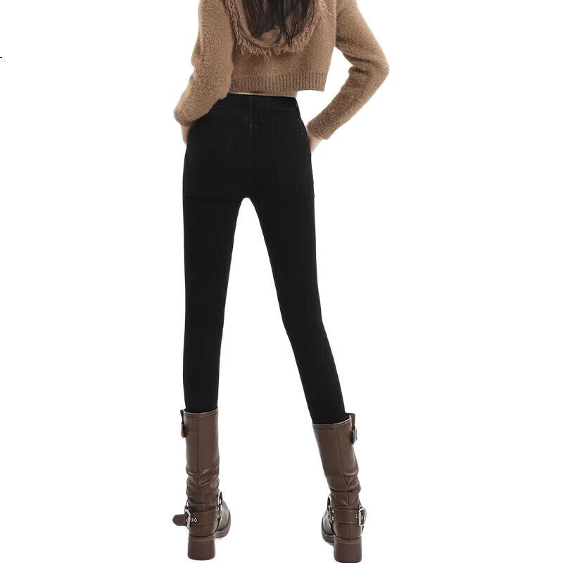Джинсы Jeanswest женские, осень 2025, узкие, с высокой талией, черные, размер 28