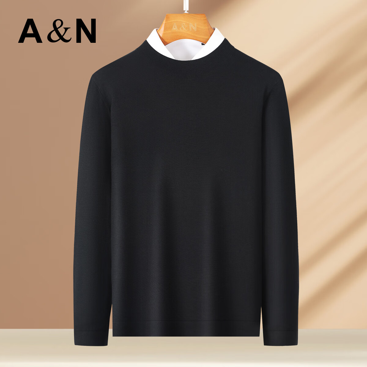 Antonio Men's Autumn Winter Wool Sweater Knitwear Base Layer Machine Washable 100% Fine Wool