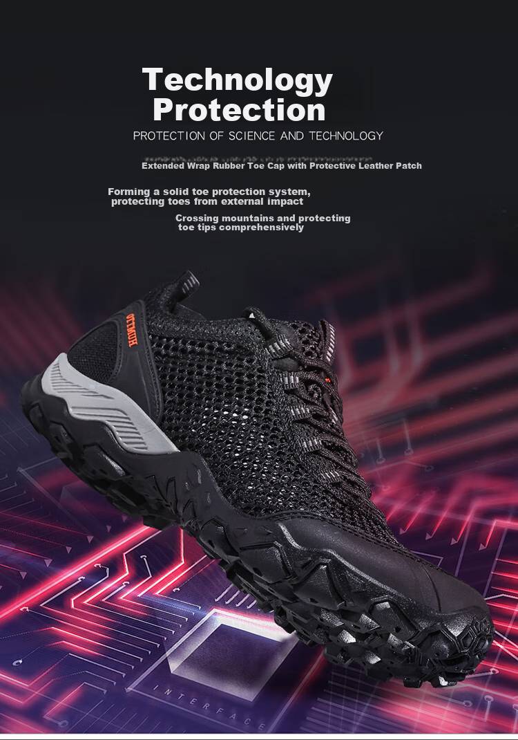 HUMTTO Mesh Hiking Shoes, Non-Slip And Wear-Resistant Men's Outdoor Climbing Shoes, Breathable Casual Men's Shoes, Sand Color, Size 39 5